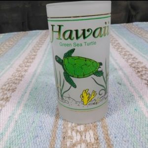 HAWAII FROSTED GOLD TRIM TURTLE SKINNY BEER MUG